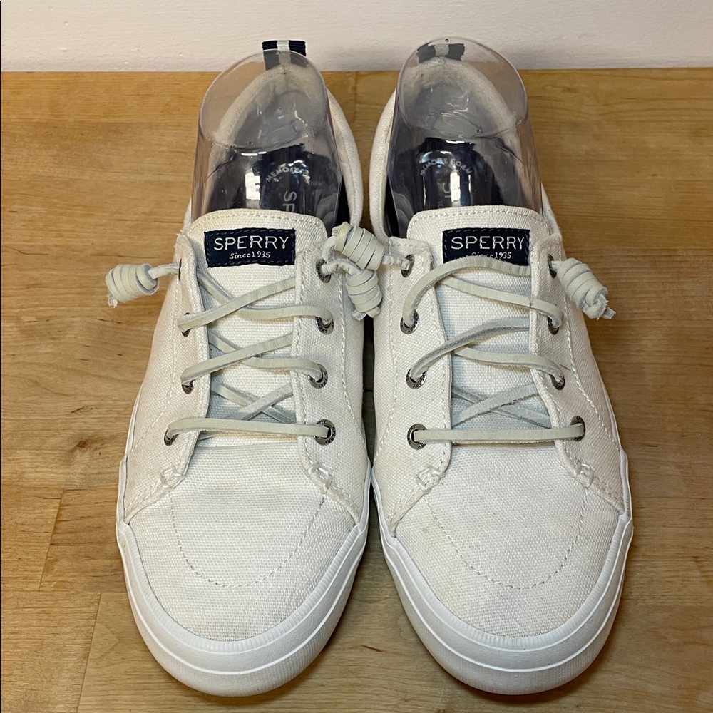 Sperry Crest Vibe canvas casual white summer sneakers women’s size 8.5